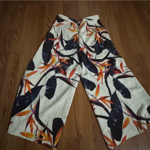 Kookai Paradise Culottes Designer Silk Cropped Wide Leg Dress Pants Bohemian - Picture 14 of 15